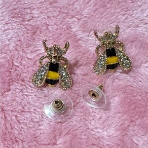 Bee Shaped Crystal Earrings